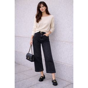 NWT Elizabeth and James cotton blend ribbed sweater, Med $238 E19